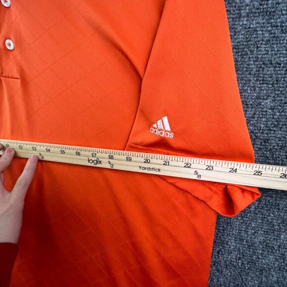 Adidas Golf Short Sleeve Men's Polo Shirt Orange Large Geometric Adult Polyester - Picture 5 of 16